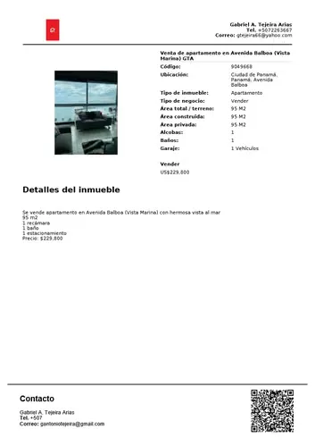 Apartamento 1 recámara en Vista Marina, Avenida Balboa — 3